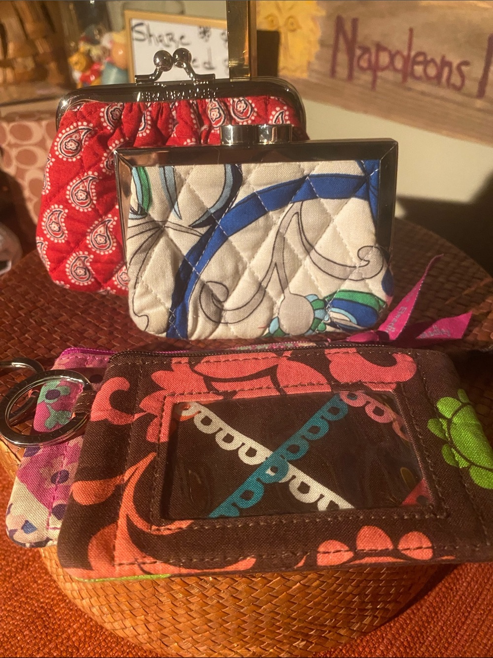 Vera Bradley Bundle - Two Kiss-lock Change Purses and Two Key Chain Pouches